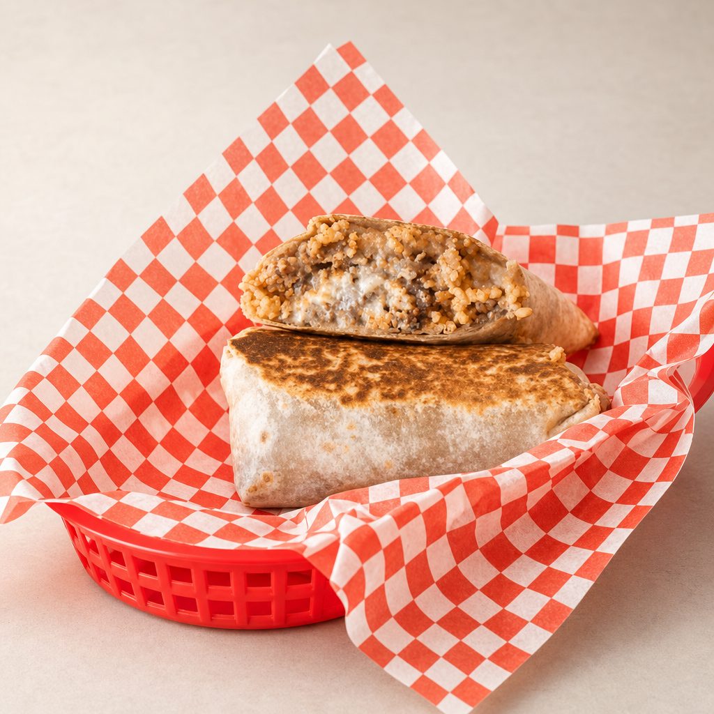 Regular Burrito- Rice Beans And Cheese.