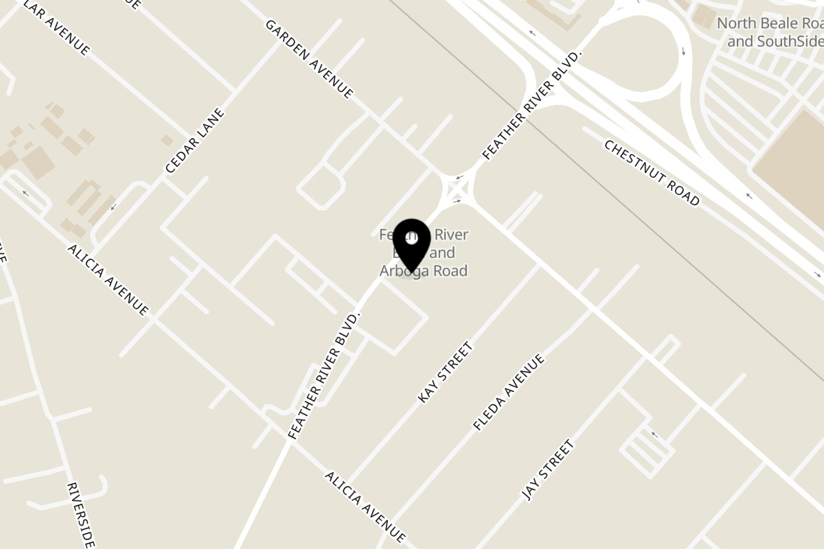 Map showing the location of Antonio's Quick Lunch Olivehurst on 5843 Feather River Blvd in Olivehurst